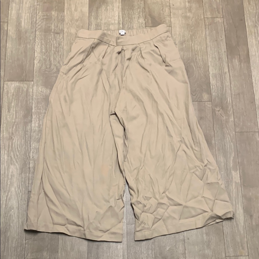 LOFT Wide Leg Cropped Pants in Light Beige